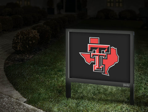 Texas Tech State Mark Black Yard Sign V2 Walkway