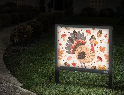 Thanksgiving Pilgrim Turkey Yard Sign Walkway
