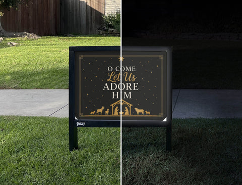 Traditional O Come Let Us Adore Him Yardsy Sign yard sign