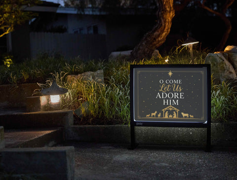 Traditional O Come Let Us Adore Him Yardsy Sign yard sign