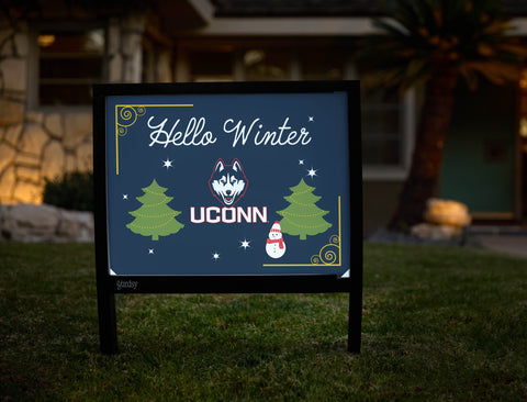 UConn Hello Winter Yardsy Sign yard sign