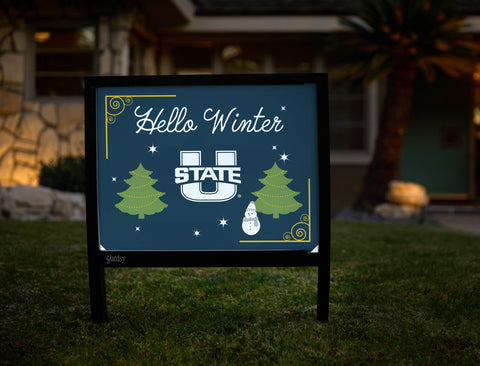Utah State Hello Winter Yardsy Sign yard sign