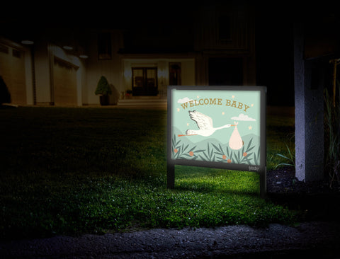 Welcome Baby Stork Yardsy Sign Mailbox