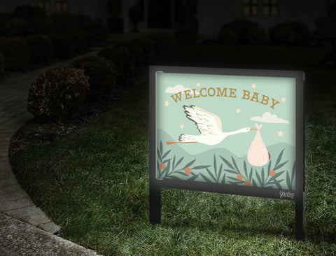 Welcome Baby Stork Yardsy Sign Walkway