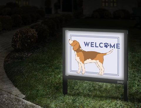 Welcome Dog Beagle Lumilawn Sign Walkway.Jpg