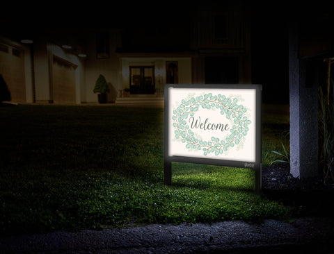 Welcome Eucalyptus Wreath Yardsy Sign Mailbox