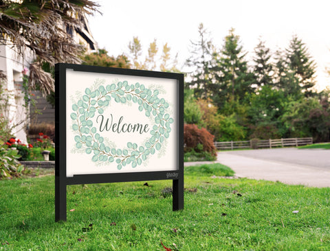 Welcome Eucalyptus Wreath Yardsy Sign Yard