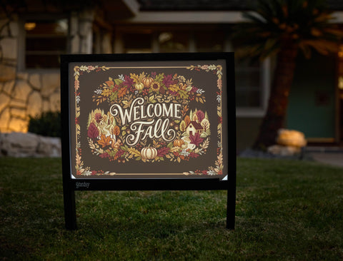 Welcome Fall Wreath Border Yardsy Sign yard sign