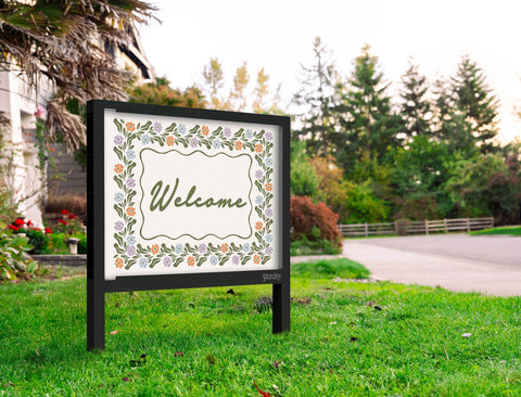 Welcome Floral Border Yardsy Sign Yard