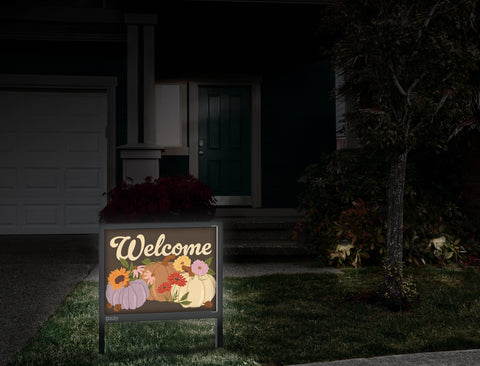 Welcome Pumpkins Fall Yardsy Sign Front Door.Jpg