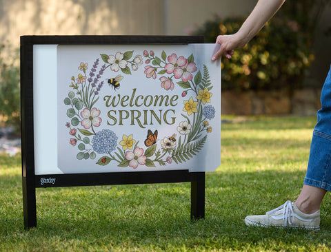 Welcome Spring Flowers Yardsy Sign yard sign