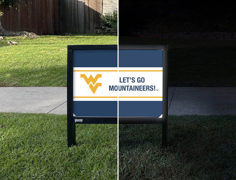 West Virginia Let's Go Mountaineers Blue V2 Yardsy Sign yard sign