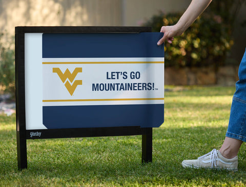 West Virginia Let's Go Mountaineers Blue V2 Yardsy Sign yard sign