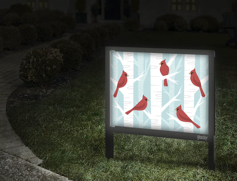 Winter Cardinals Yard Sign Walkway