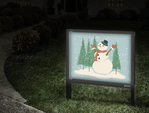 Winter Snowman Yard Sign Walkway