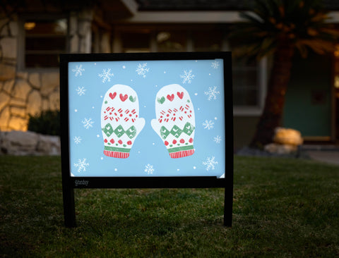 Winter Snowy Mittens Yardsy Sign - Hero